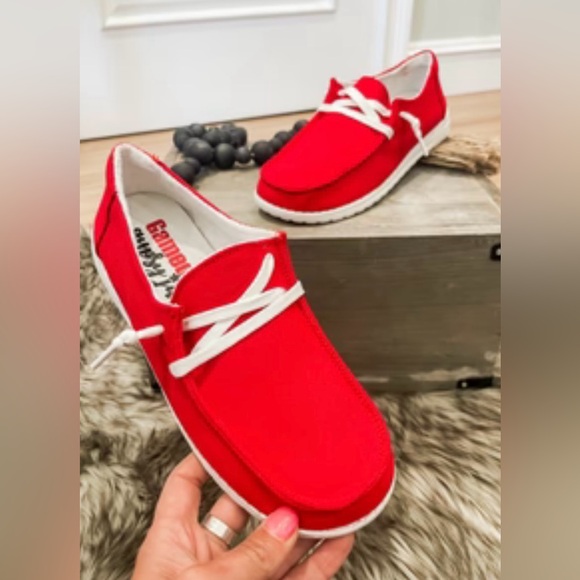 Gypsy jazz! Game day two slip ons with a comfort sole! Red and stylish!!! - Picture 3 of 4